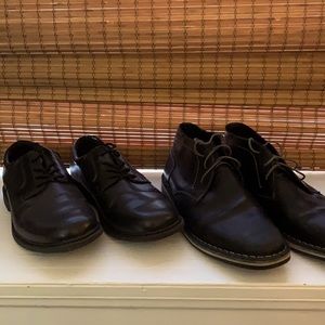 Boys black lace up dress shoes